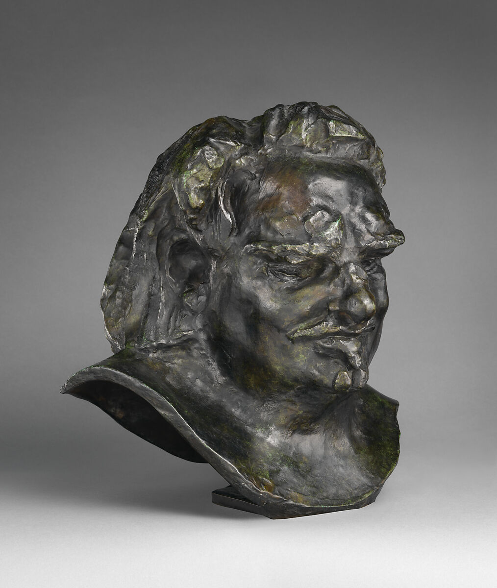 Head of Balzac, Auguste Rodin (French, Paris 1840–1917 Meudon), Bronze, black marble base, French