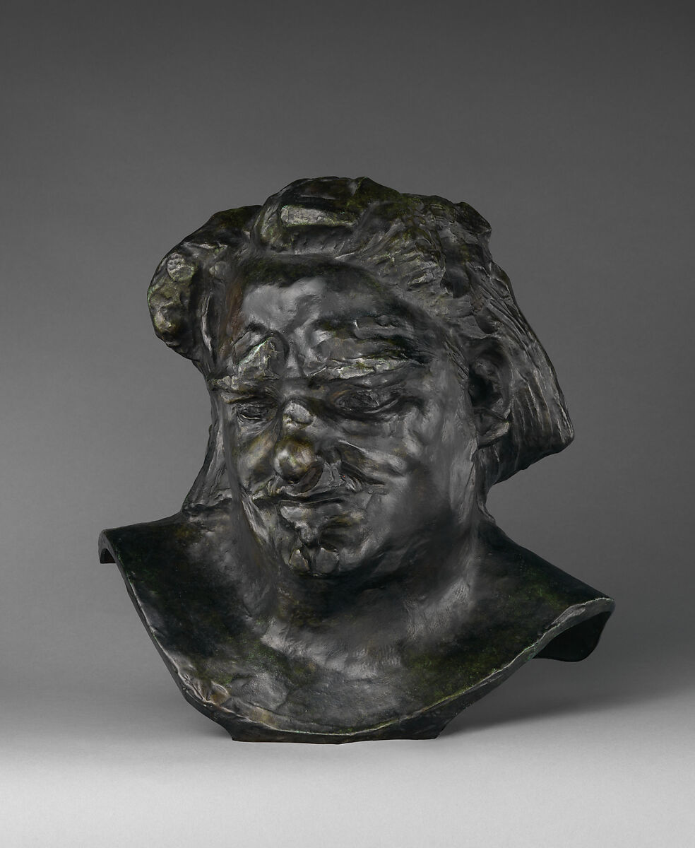 Head of Balzac, Auguste Rodin (French, Paris 1840–1917 Meudon), Bronze, black marble base, French 