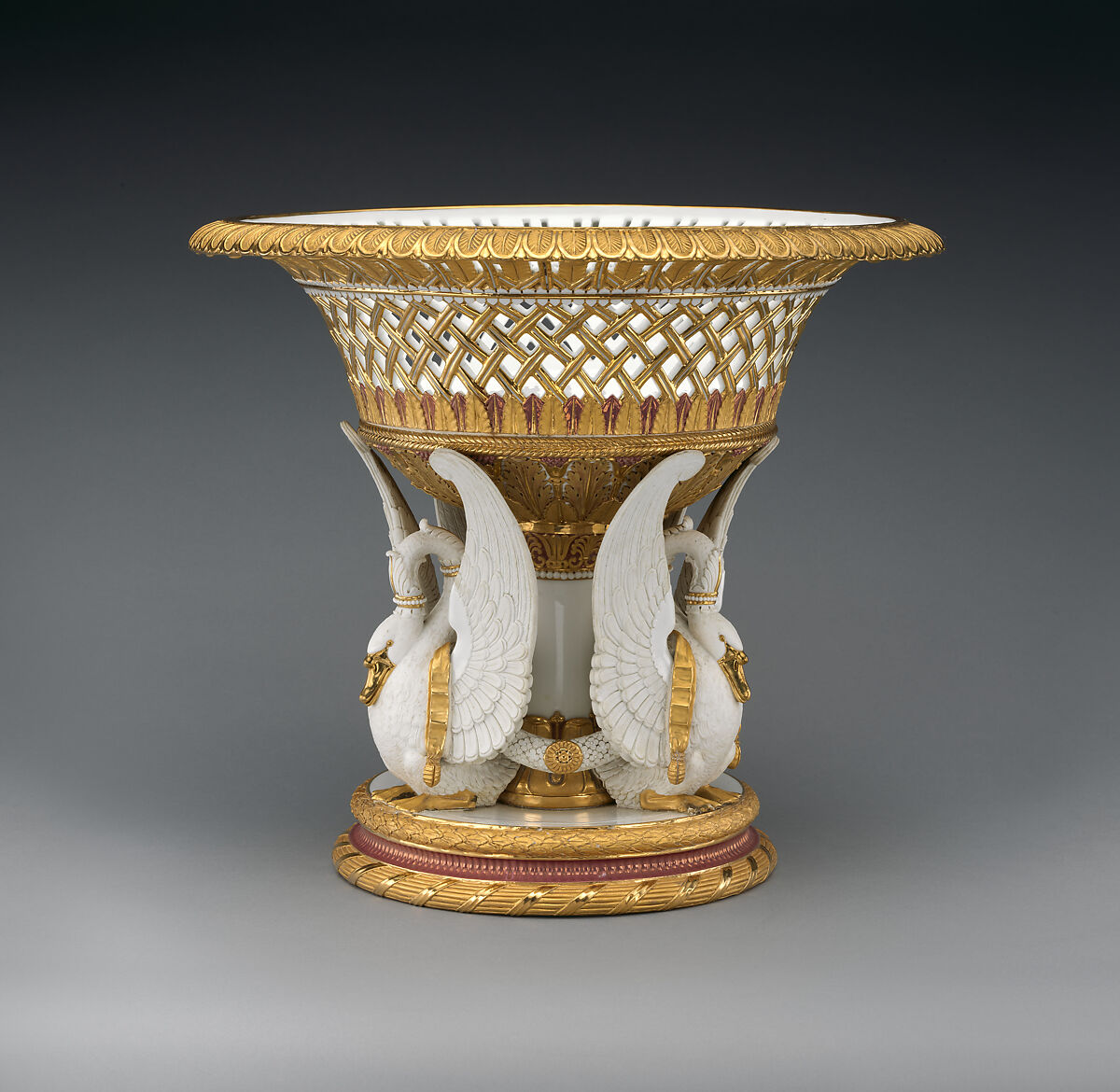 Fruit or flower basket (corbeille aux cygnes), Sèvres Manufactory (French, 1740–present), Hard-paste porcelain, French, Sèvres