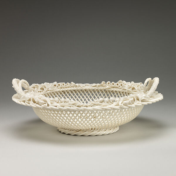 Basket, Belleek (Irish, ca. 1858–present), Porcelain, with iridescent glaze, Irish, Belleek