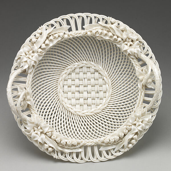 Basket, Belleek (Irish, ca. 1858–present), Porcelain, with iridescent glaze, Irish, Belleek 