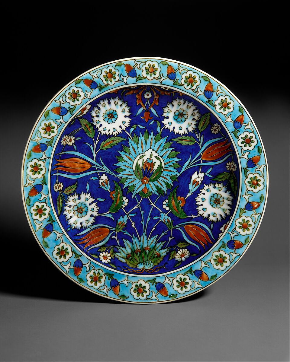 Dish, Joseph-Théodore Deck (French, Guebwiller, Alsace 1823–1891 Paris), Earthenware with underglaze and enamel polychrome decoration ("Persian" faience), French, Paris 