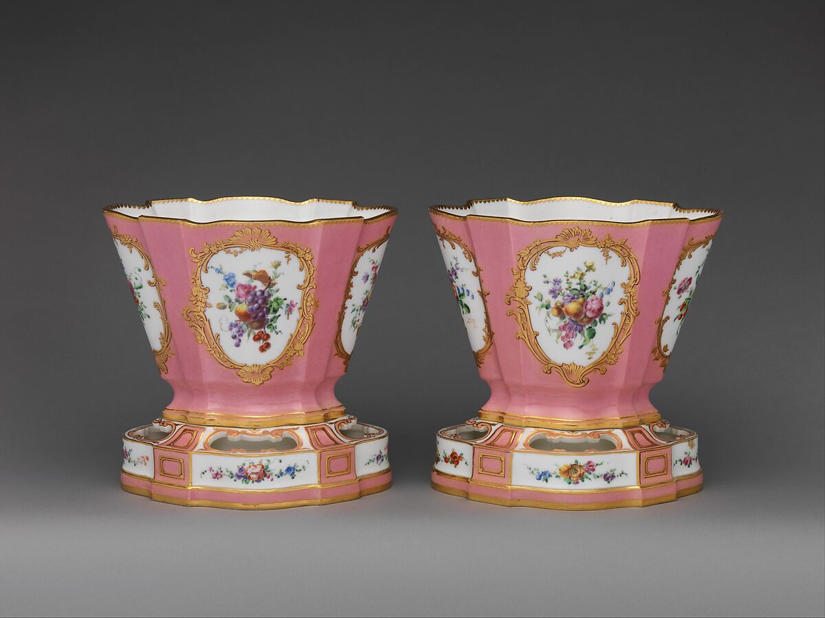 Pair of flower vases (vases hollandois), Sèvres Manufactory (French, 1740–present), Soft-paste porcelain, French, Sèvres