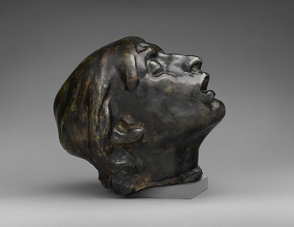 Head of Sorrow, Auguste Rodin (French, Paris 1840–1917 Meudon), Bronze, black marble base, French