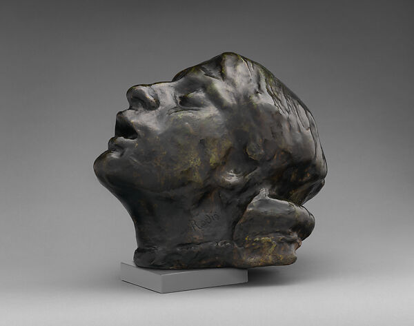 Head of Sorrow, Auguste Rodin (French, Paris 1840–1917 Meudon), Bronze, black marble base, French 