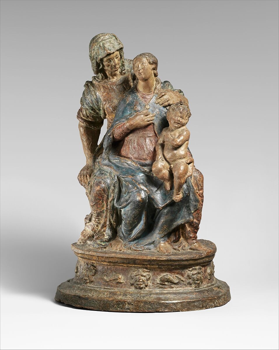 The Virgin and Child with Saint Anne, Polychromed terracotta, Italian, Florence 