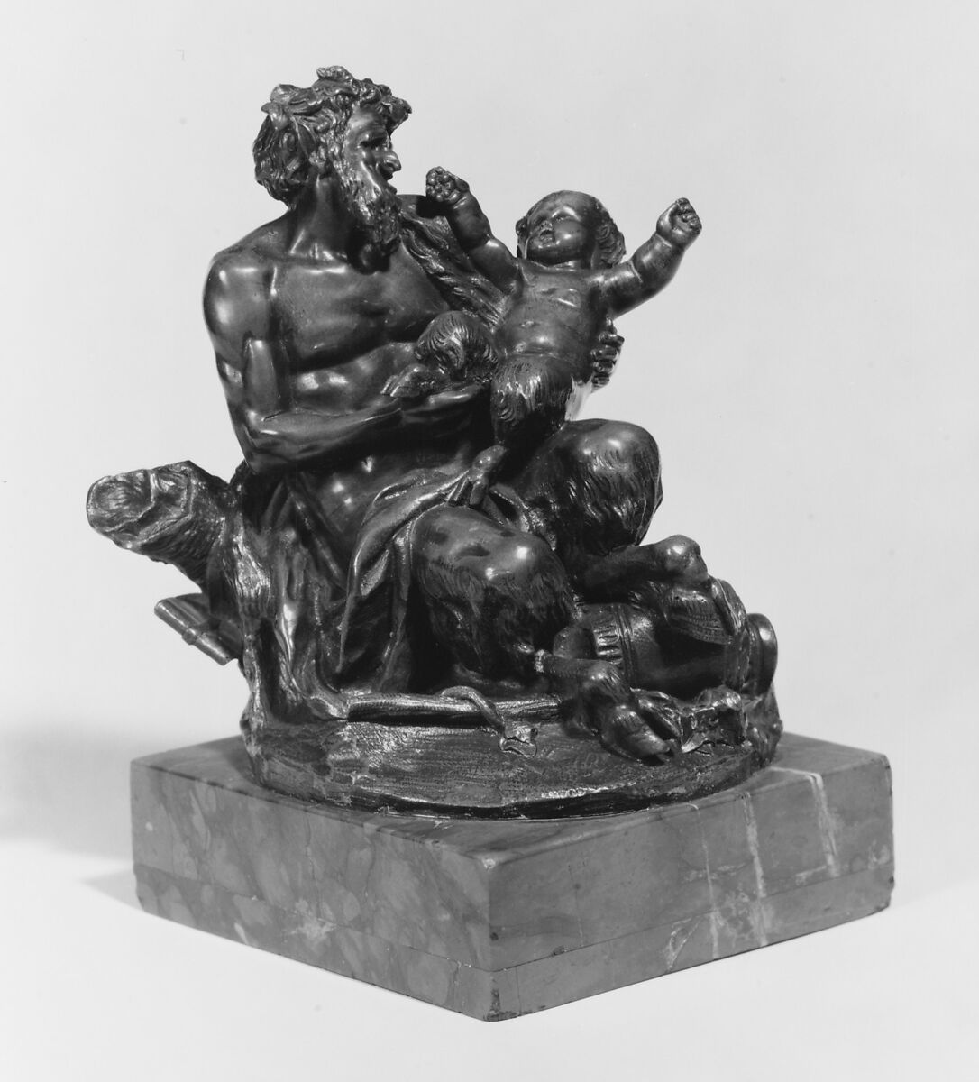Satyr Father and Son, After a composition by Joseph-Charles Marin (French, Paris 1759–1834 Paris), Bronze, French 