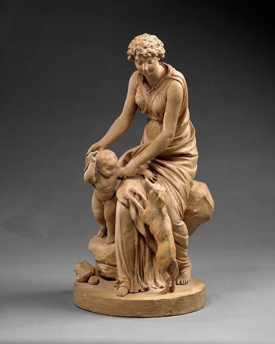 Fidelity, the Mother of Constant Love, Augustin Pajou (French, Paris 1730–1809 Paris), Terracotta, French, Paris 