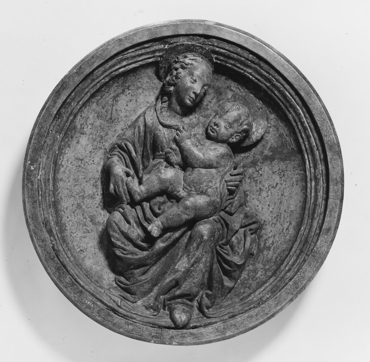 Virgin and Child, After an original by Francesco di Simone Ferrucci (Italian, Fiesole 1437–1493 Florence), Relief: stucco, painted and gilded; frame: wood, Italian, Florence 