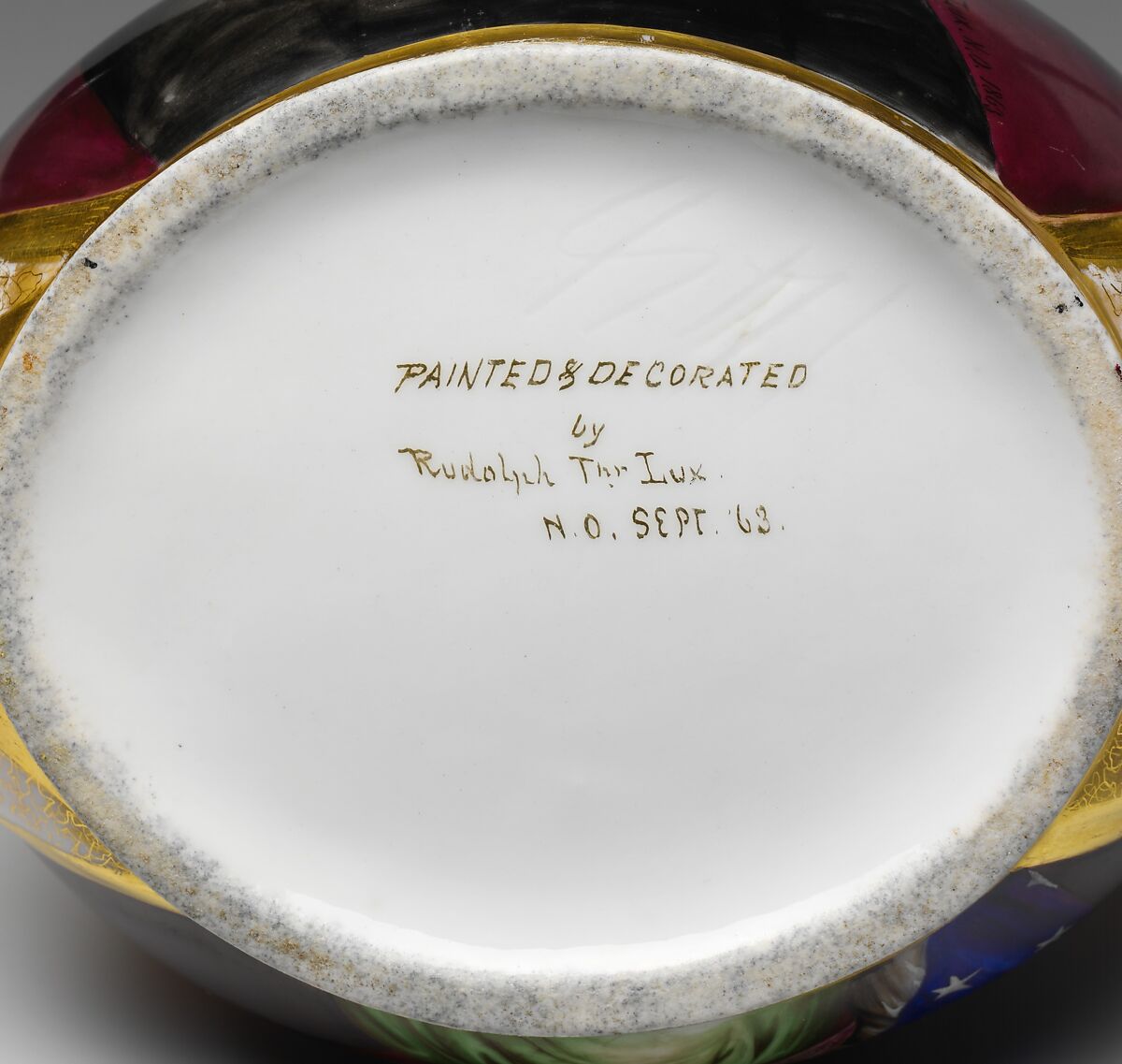 Pitcher, Rudolph T. Lux (b. Germany, 1815–1868), Porcelain, American