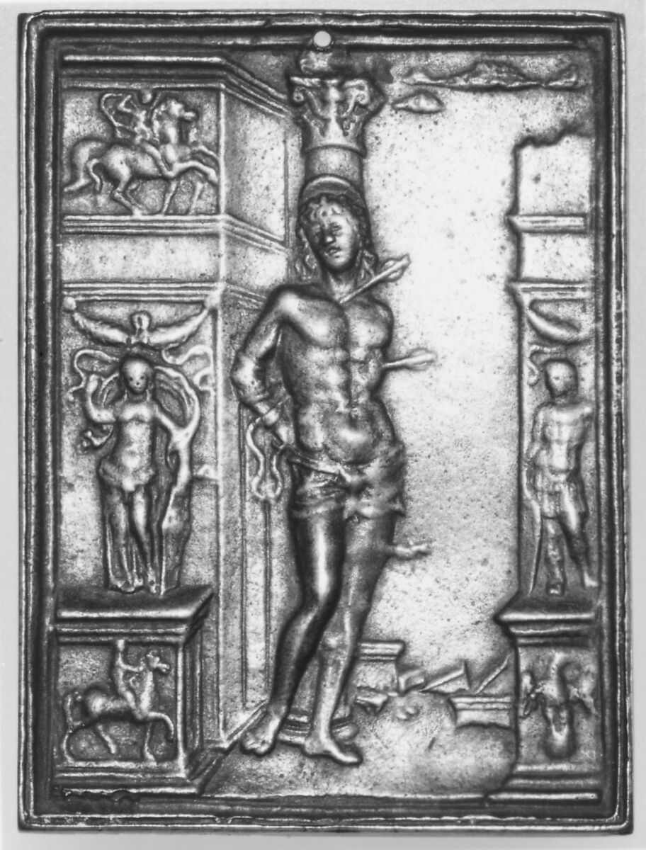 Saint Sebastian, Moderno (Galeazzo Mondella) (Italian, Verona 1467–1528 Verona), Bronze, Italian 