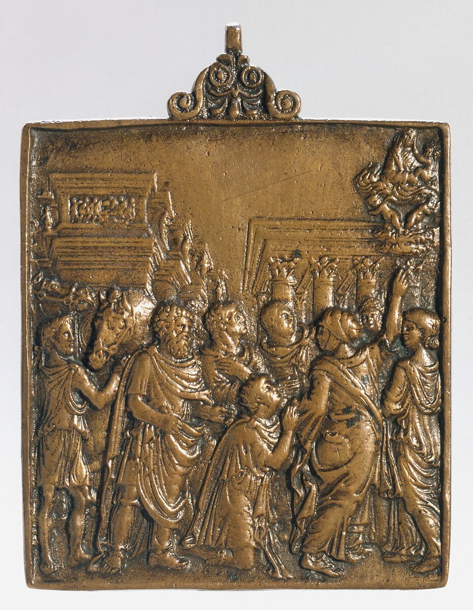Augustus and the Tiburtine Sibyl, Caradosso (Cristoforo Caradosso Foppa) (before 1475–1526/7), Bronze, Italian 