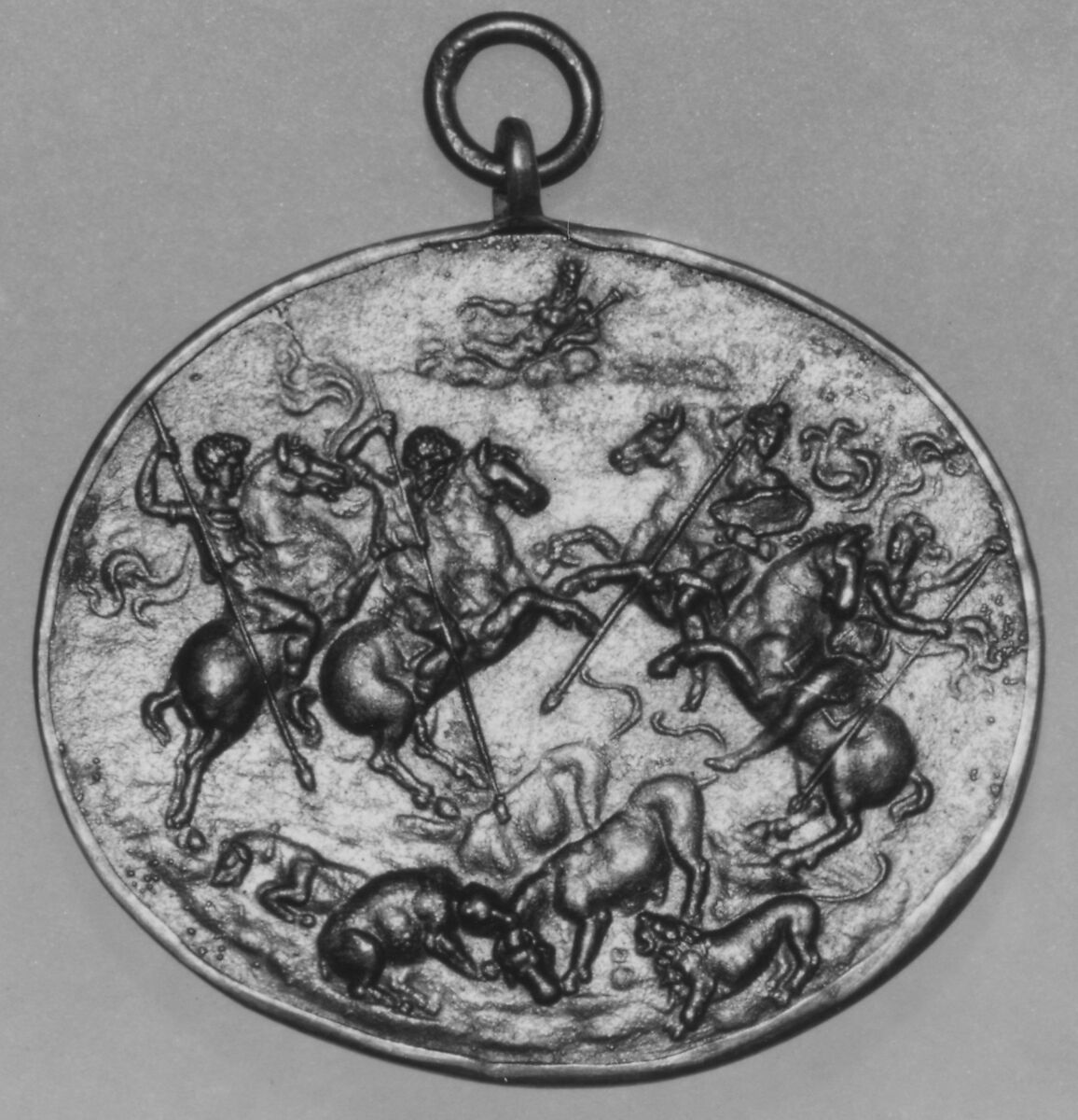 Bull hunt, After a composition by Valerio Belli (Il Vicentino) (1468–1546), Bell metal, Italian 