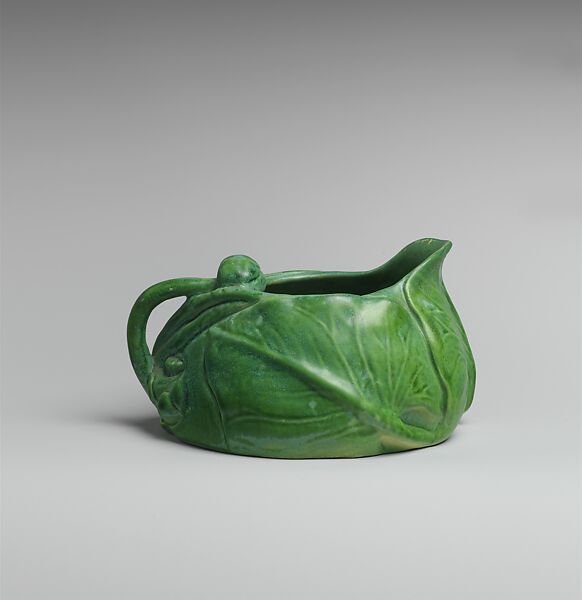 Cream pitcher with water lilies, Tiffany Studios (1902–32), Porcelaneous earthenware, American