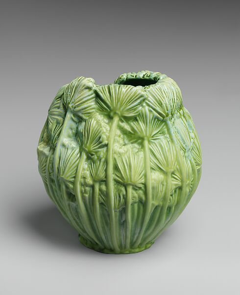 Vase with Queen Anne's lace, Tiffany Studios (1902–32), Porcelaneous earthenware, American