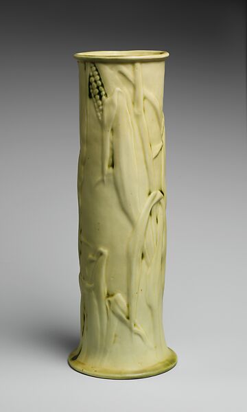 Vase with cornstalks, Tiffany Studios (1902–32), Porcelaneous earthenware, American