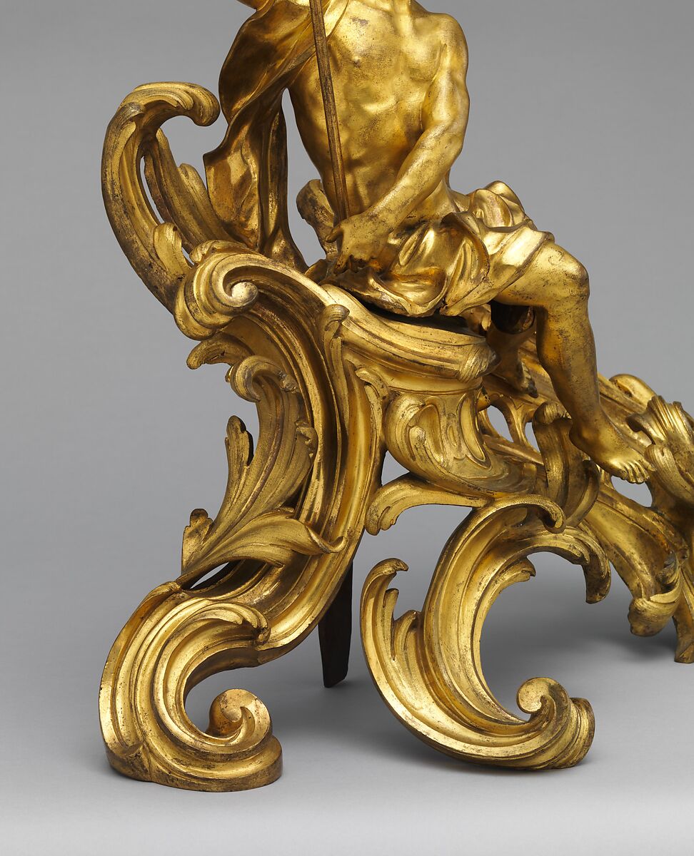 Pair of firedogs (chenets), Gilt bronze, French