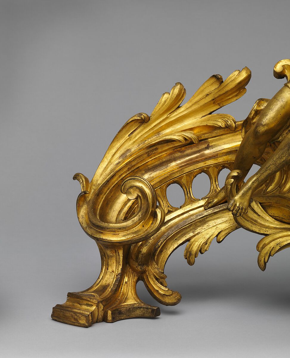 Pair of firedogs (chenets), Gilt bronze, French