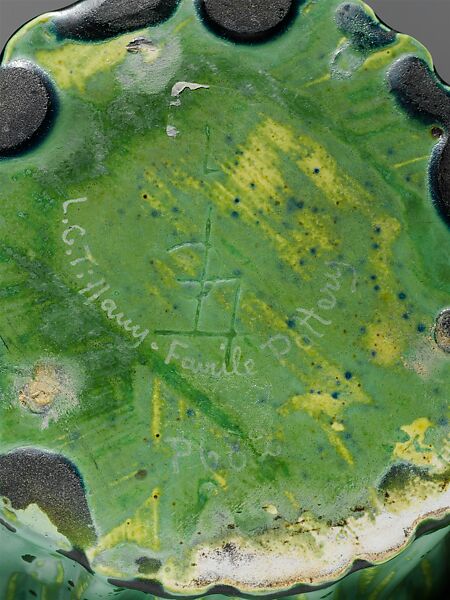 Vase with arrowhead plants, Tiffany Studios (1902–32), Porcelaneous earthenware, American