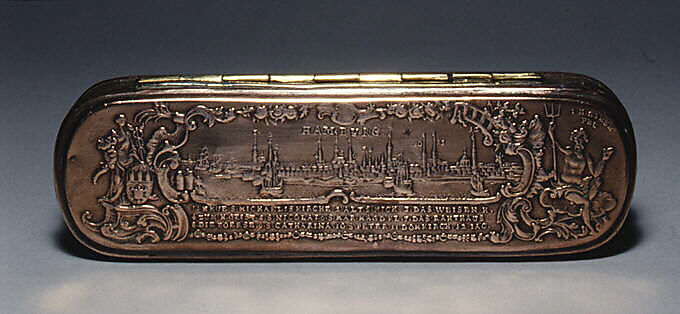 Tobacco box, Johann Heinrich Giese (1716–1761, active 1756), Brass, copper, German, Iserlohn 