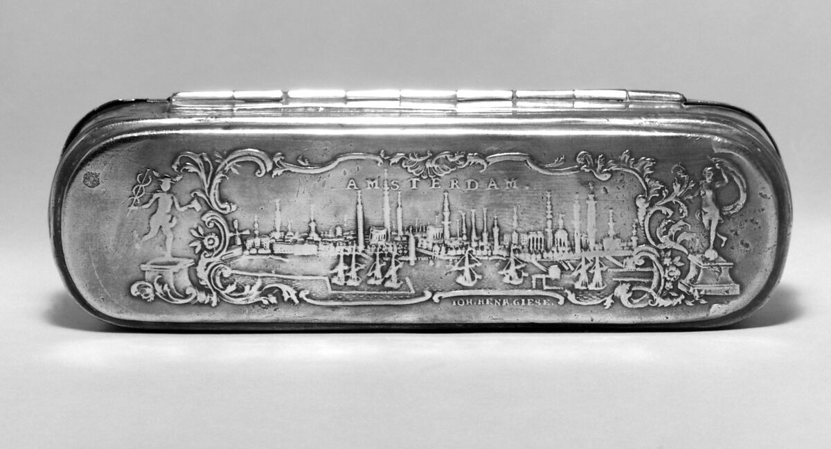 Tobacco box, Johann Heinrich Giese (1716–1761, active 1756), Brass, copper, German, Iserlohn