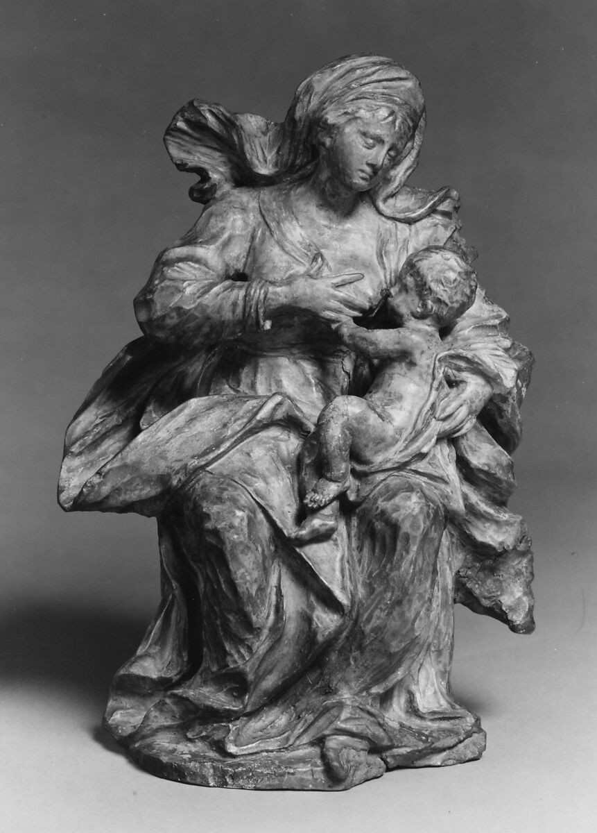 Virgin and Child, Giovanni Giuliani (Italian, active Heiligenkreuz, Austria, Venice 1663–1744 Heiligenkreuz), Terracotta with traces of metallic patina, Austrian, Stift Heiligenkreuz 