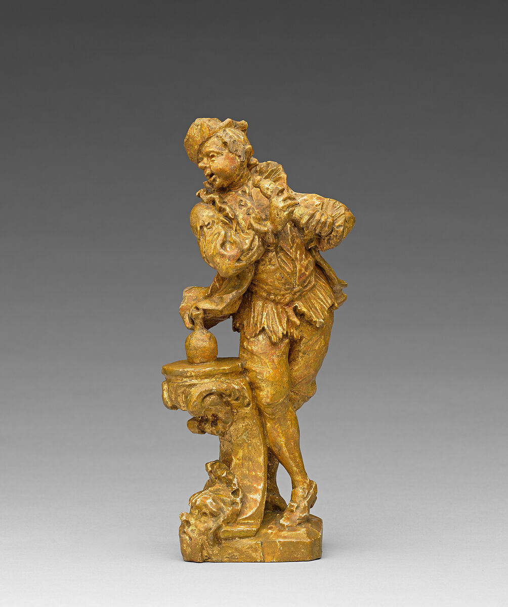 Dancer and flute player, Ferdinand Tietz (Austrian, 1708–1777), Gilt wood, German, Franconia