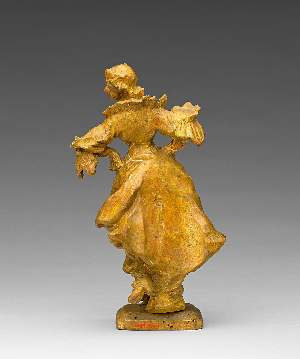 Dancer and flute player, Ferdinand Tietz (Austrian, 1708–1777), Gilt wood, German, Franconia