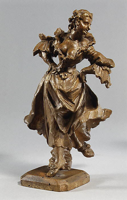 Dancer and flute player, Ferdinand Tietz (Austrian, 1708–1777), Gilt wood, German, Franconia 