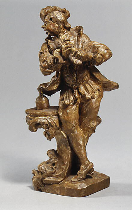 Dancer and flute player, Ferdinand Tietz (Austrian, 1708–1777), Gilt wood, German, Franconia