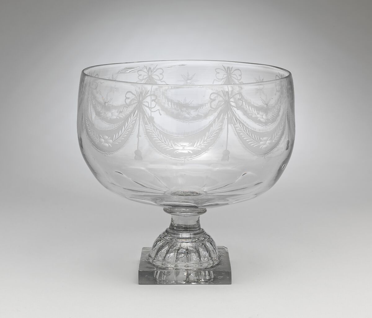 Punchbowl, Bakewell, Page &amp; Bakewell (1808–1882), Blown, molded, pressed, and engraved glass, American 
