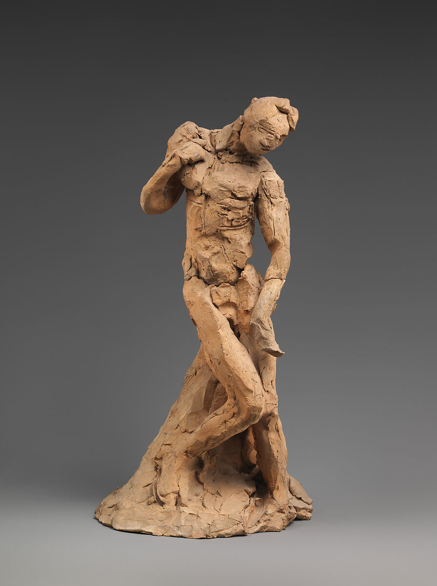 Pair of Standing Nude Male Figures Demonstrating the Principles of Contrapposto according to Michelangelo and Phidias, Auguste Rodin (French, Paris 1840–1917 Meudon), Terracotta, French