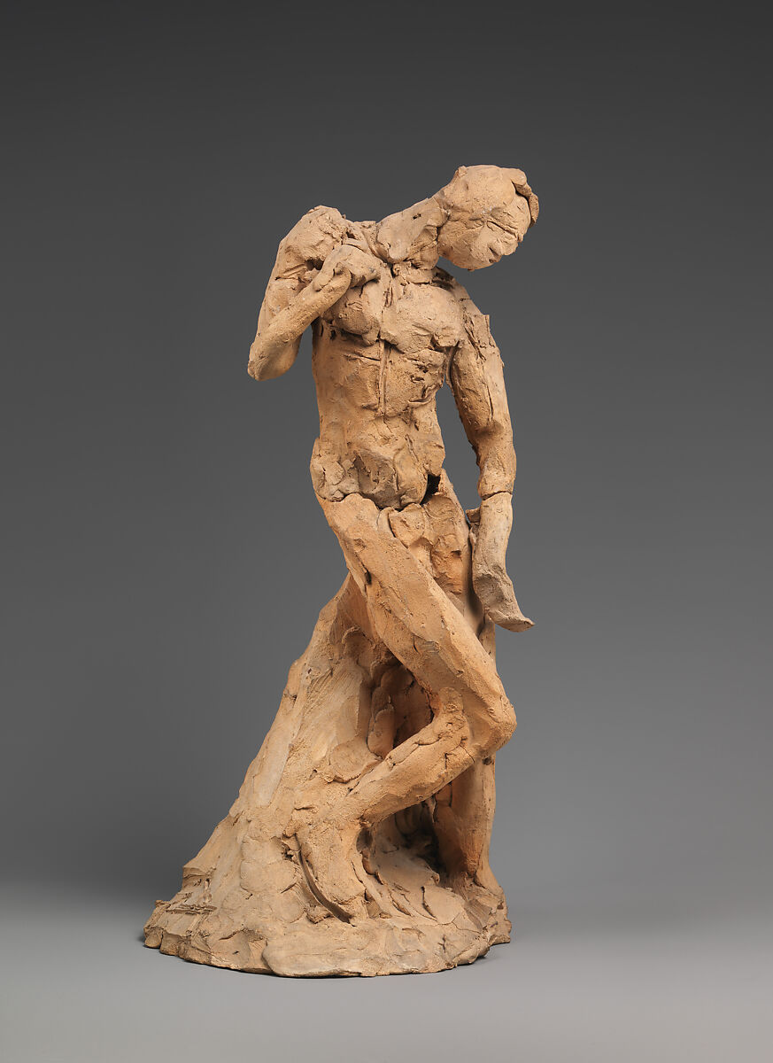 Pair of Standing Nude Male Figures Demonstrating the Principles of Contrapposto according to Michelangelo and Phidias, Auguste Rodin (French, Paris 1840–1917 Meudon), Terracotta, French