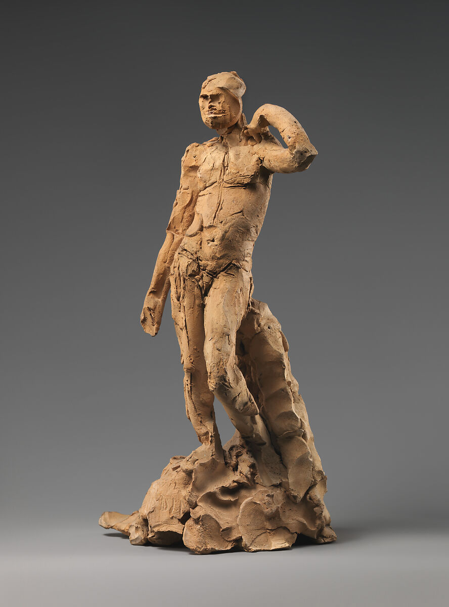 Pair of Standing Nude Male Figures Demonstrating the Principles of Contrapposto according to Michelangelo and Phidias, Auguste Rodin (French, Paris 1840–1917 Meudon), Terracotta, French
