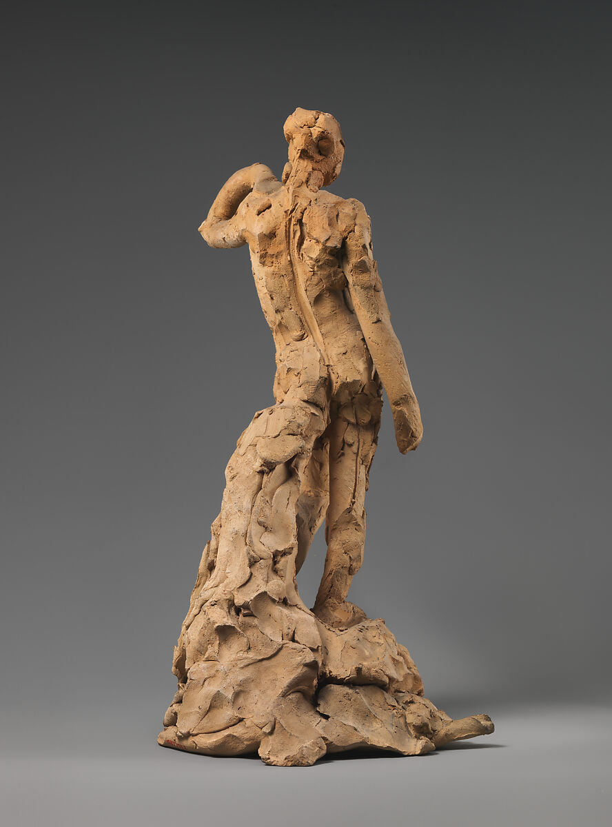 Pair of Standing Nude Male Figures Demonstrating the Principles of Contrapposto according to Michelangelo and Phidias, Auguste Rodin (French, Paris 1840–1917 Meudon), Terracotta, French