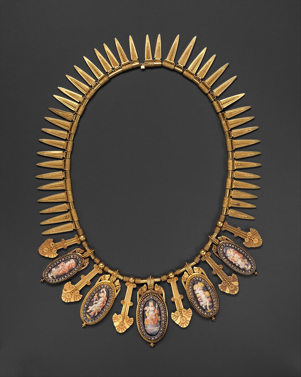 Necklace, Eugêne Fontenay (French, 1823–1887), Gold, enamel and diamonds, French, Paris 