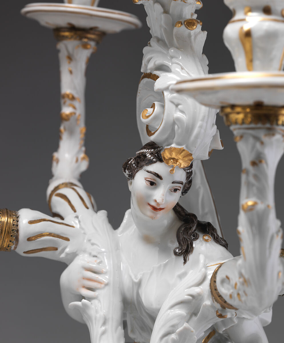 Five-light candelabrum, Meissen Manufactory (German, 1710–present), Hard-paste porcelain, German, Meissen
