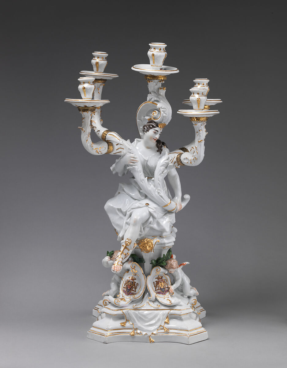 Five-light candelabrum, Meissen Manufactory (German, 1710–present), Hard-paste porcelain, German, Meissen 