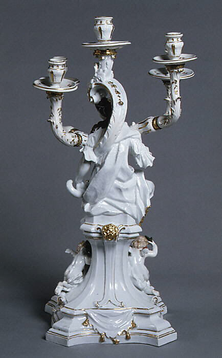 Five-light candelabrum, Meissen Manufactory (German, 1710–present), Hard-paste porcelain, German, Meissen