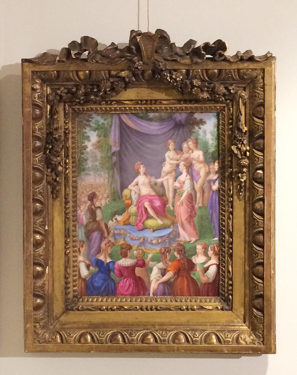 Themire Crowned by Graces, Sèvres Manufactory (French, 1740–present), Soft-paste porcelain, in original gilt wood frame, French, Sèvres