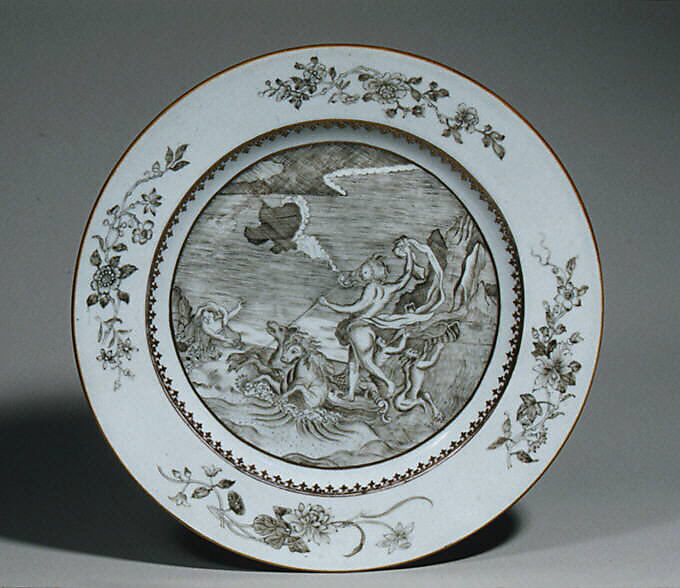 Plate, Hard-paste porcelain, Chinese, for European market 