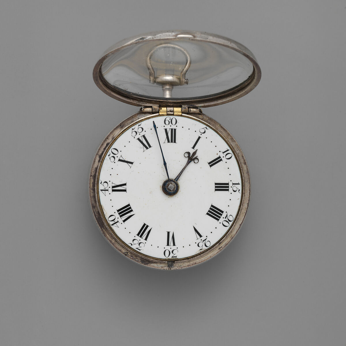 Pair-case watch and key, Watchmaker: Stephen Gibbs (British, born ca. 1733, Clockmakers' Company 1748–64), Silver; painted enamel;  brass and steel, British, London