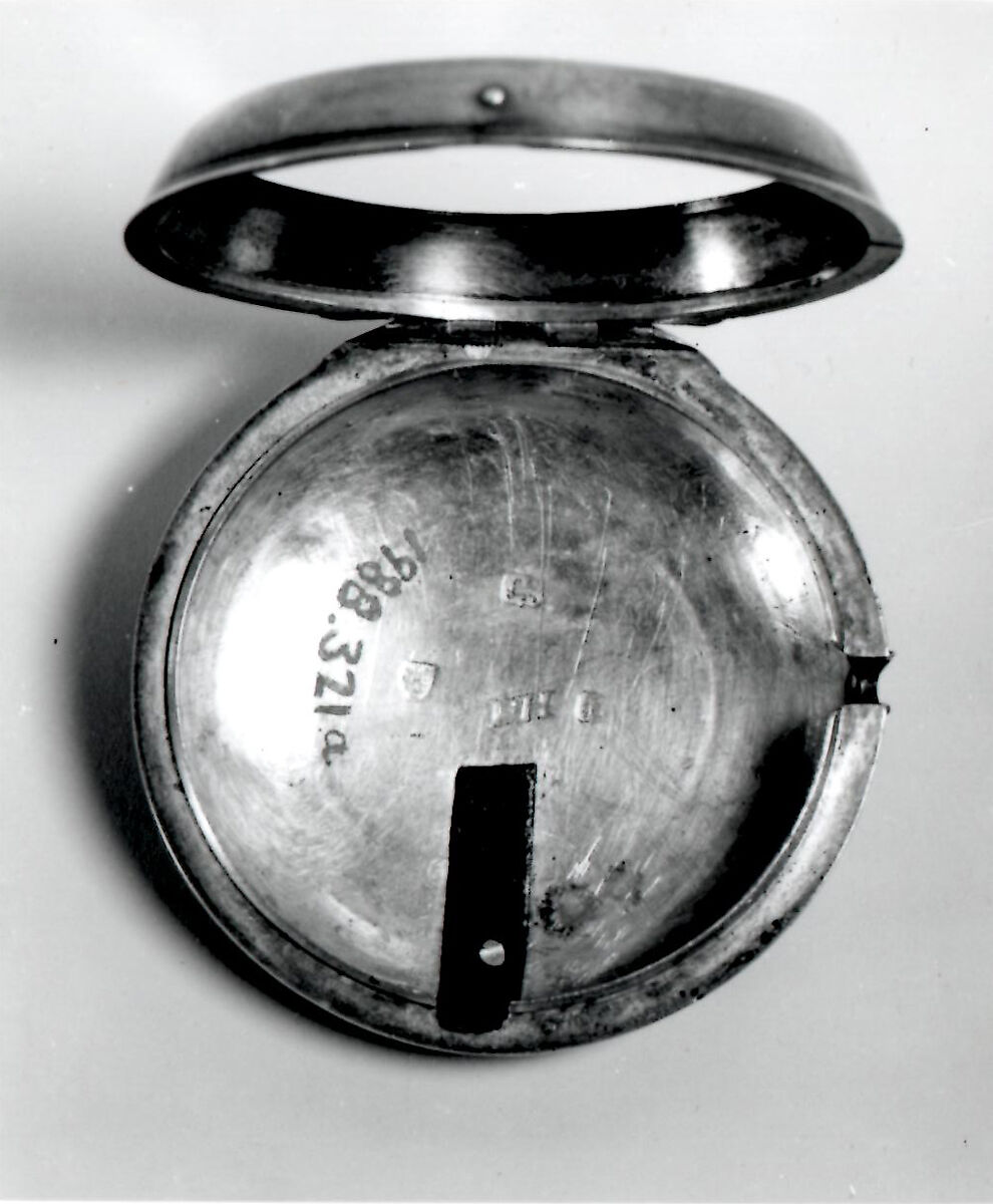 Pair-case watch and key, Watchmaker: Stephen Gibbs (British, born ca. 1733, Clockmakers' Company 1748–64), Silver; painted enamel;  brass and steel, British, London