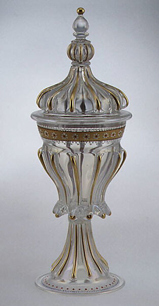Goblet with cover, Murano, Glass, enamelled and gilt, Italian, Venice (Murano) 
