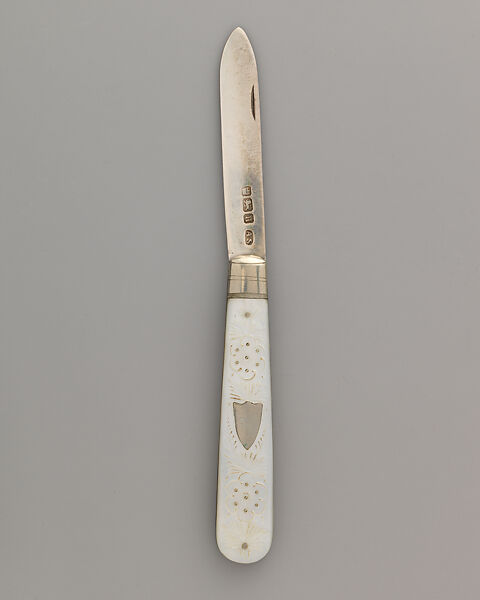 Fruit knife, Arthur Staniforth, Mother-of-pearl, silver, British, Sheffield