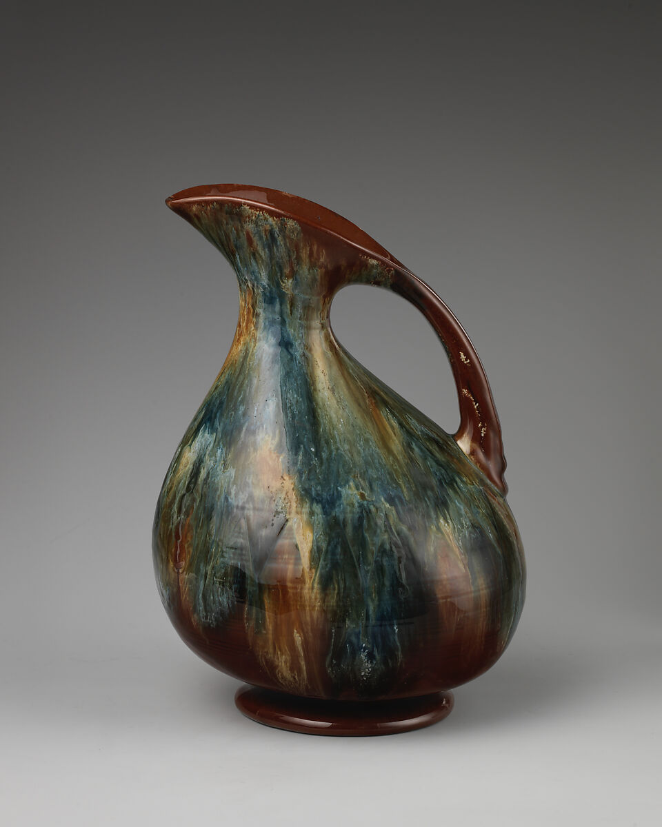 Pitcher, Linthorpe Pottery Works (British, 1879–1889), Glazed earthenware, British, Linthorpe, Yorkshire