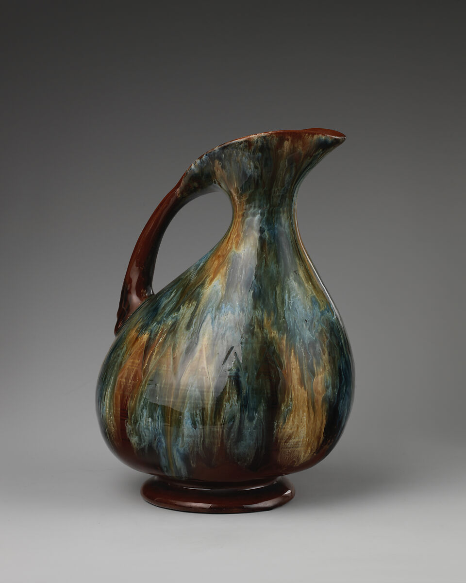 Pitcher, Linthorpe Pottery Works (British, 1879–1889), Glazed earthenware, British, Linthorpe, Yorkshire 