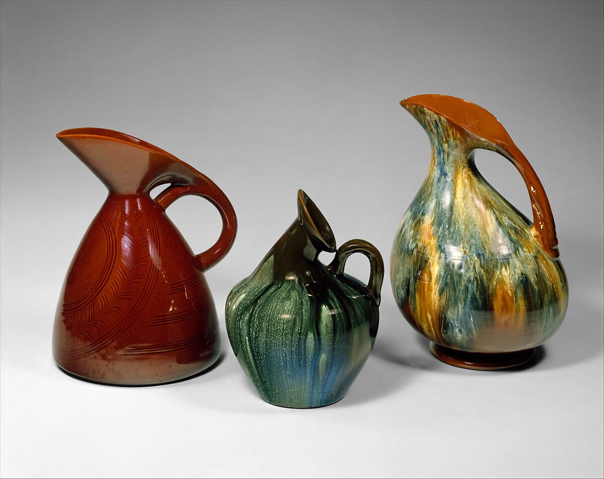 Pitcher, Linthorpe Pottery Works (British, 1879–1889), Glazed earthenware, British, Linthorpe, Yorkshire