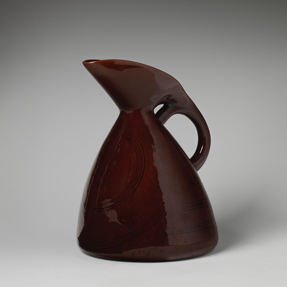 Pitcher, Christopher Dresser (British, Glasgow, Scotland 1834–1904 Mulhouse), Earthenware, British, Linthorpe, Yorkshire