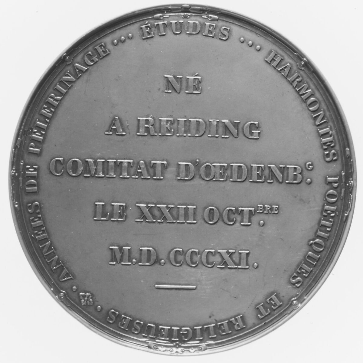 Frantz Liszt (1811–1866), Medalist: Jean-François-Antoine Bovy (French, 1795–1877), Bronze, struck, Swiss, Geneva